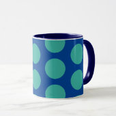Turquoise sur Blue Polka Dot Art Mug Cup (Devant droit)
