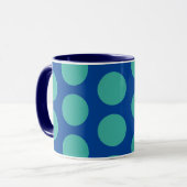 Turquoise sur Blue Polka Dot Art Mug Cup (Devant gauche)