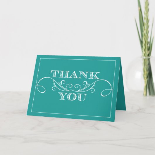 Turquoise Swirl Mariage Merci Cartes (Devant)