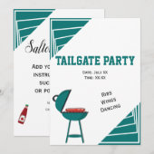 Turquoise Tailgate Ribs Wings Dansparty Kaart (Voorkant / Achterkant)