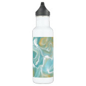 Turquoise, Tan Fluid Art Marble, gepersonaliseerd Waterfles (Rechts)