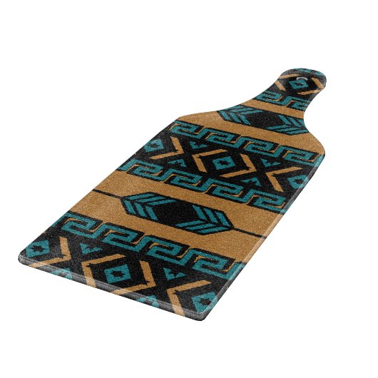 Turquoise Tan Zuidwest Aztec Tribal Pattern Snijplank (Hoek)