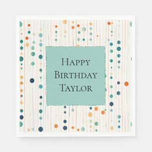 Turquoise Tangerine Cirkels en lijnen Servet