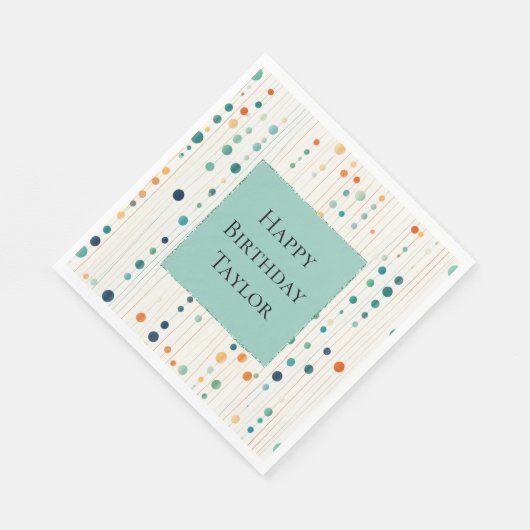 Turquoise Tangerine Cirkels en lijnen Servet (Hoek)