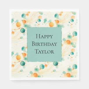 Turquoise tangerine cirkels servet