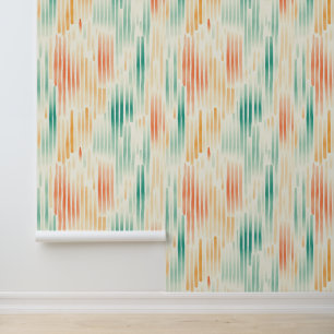 Turquoise Tangerine Cream Abstracte strepen Behang