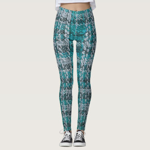 Turquoise tartan stof, gestructureerde achtergrond leggings