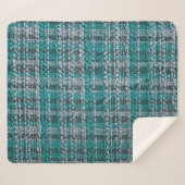 Turquoise tartan stof, gestructureerde achtergrond sherpa deken (Voorkant (horizontaal))