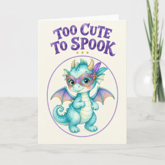 Turquoise Te Cute om te Spoken Halloween Draak Kaart