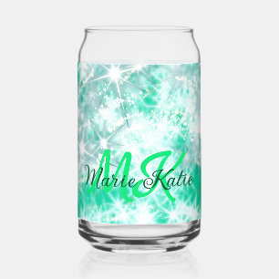 Turquoise teal agaat aqua monogram voeg letter tek blikvorm glas