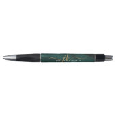Turquoise Teal Agate Goud Glitter Monogram Schrift Pen (Voorkant)