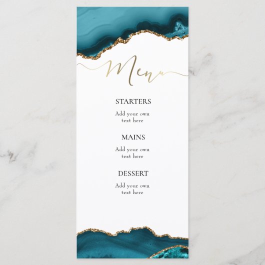 turquoise teal agate Menu (Voorkant)