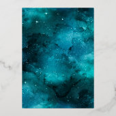 Turquoise Teal Bloem Vlinder Quinceanera Goud Folie Uitnodiging (Achterkant)