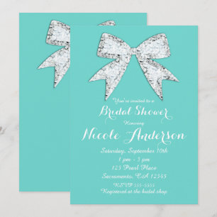 Turquoise Teal Diamant Glitters Boog Bruiloft Fees Kaart