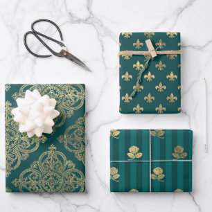Turquoise - Teal en Goud Parijs Inpakpapier Vel