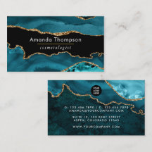 Turquoise - Teal en gouden geode agaat steen Zakel