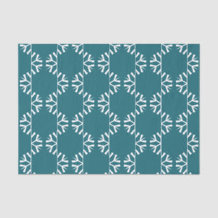 Turquoise Teal en Wit Sneeuwvlokken Patroon Tissuepapier