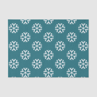Turquoise Teal en Wit Sneeuwvlokken Patroon Tissuepapier