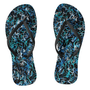 Turquoise, Teal en Zwarte Abstracte Teenslippers