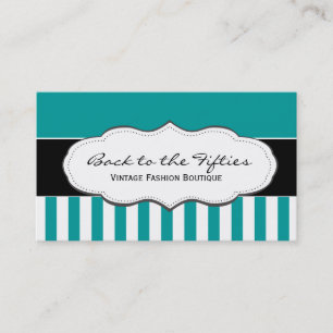 Turquoise/Teal et cartes de visite rayés blancs