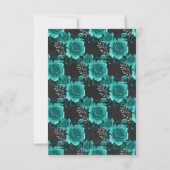 Turquoise - Teal Zwart en Zilveren Bloem Bruiloft RSVP Kaartje (Achterkant)