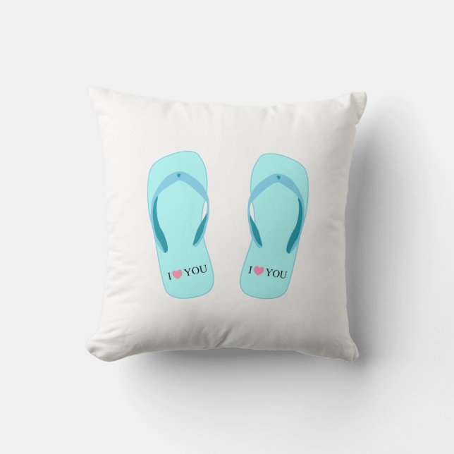 Turquoise Teenslippers Sierkussen (Voorkant)