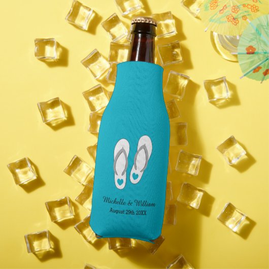 Turquoise teenslippers strand bruiloft fles koeler (Insitu Zomer)