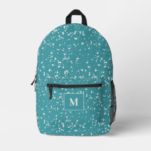 Turquoise Terrazzo Custom Monogram Bedrukte Rugzak