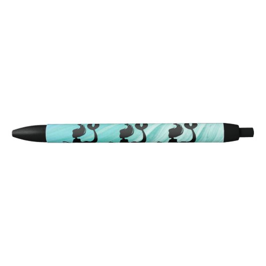 Turquoise Textured Mermaid Silhouette Pen (Voorkant)