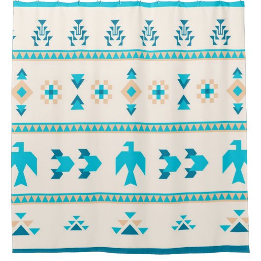 Turquoise Thunderbird Shower Curtain Douchegordijn (Voorkant)