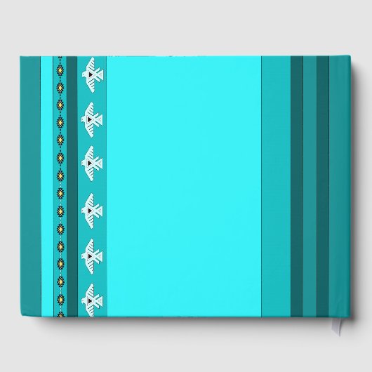 Turquoise Thunderbirds Blue Stripes Gastboek Gastenboek (Achterkant)