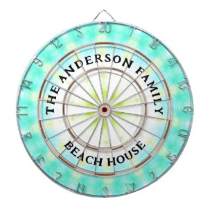 Turquoise Tie Dye Beach House Familienaam Dartbord
