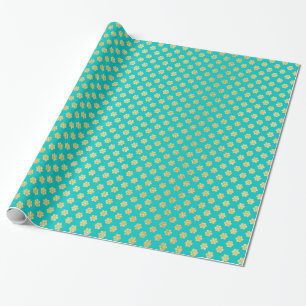 Turquoise Tiffany en Gold Daisy Flower Sparkle Cadeaupapier