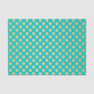 Turquoise Tiffany en Gold Daisy Flower Sparkle Tissuepapier