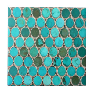 Turquoise tiles oval mosaic tegeltje