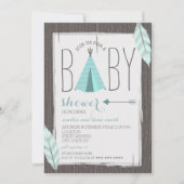 Turquoise Tipi + Feathers Baby shower Kaart (Voorkant)