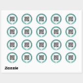 Turquoise toegang Bruiloft Website Hart QR Code Ronde Sticker (Vel)