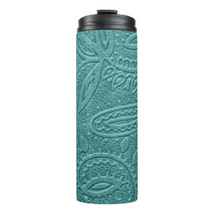  Turquoise Tooled Western Pattern Thermosbeker