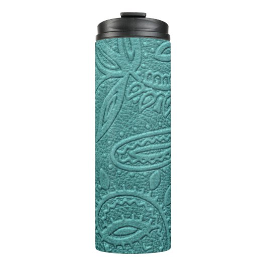  Turquoise Tooled Western Pattern Thermosbeker (Voorkant)