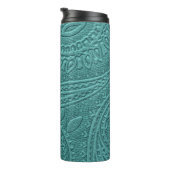  Turquoise Tooled Western Pattern Thermosbeker (Geroteerd rechts)