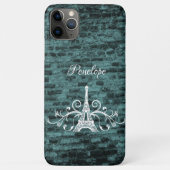 Turquoise Tour Eiffel Grunge Coque Mate coque ipho (Dos)