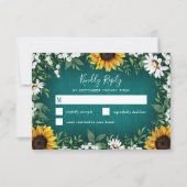 Turquoise Tournesol Pays Mariage rustique Cartes R (Devant)