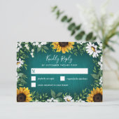 Turquoise Tournesol Pays Mariage rustique Cartes R (Debout devant)