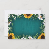 Turquoise Tournesol Pays Mariage rustique Cartes R (Dos)