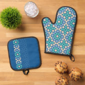 Turquoise Tranquility Ovenwant & Pannenlap Set (Top down)