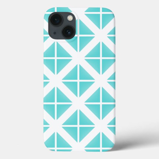 Turquoise Trendy Triangle Pattern Case-Mate iPhone Case (Achterkant)