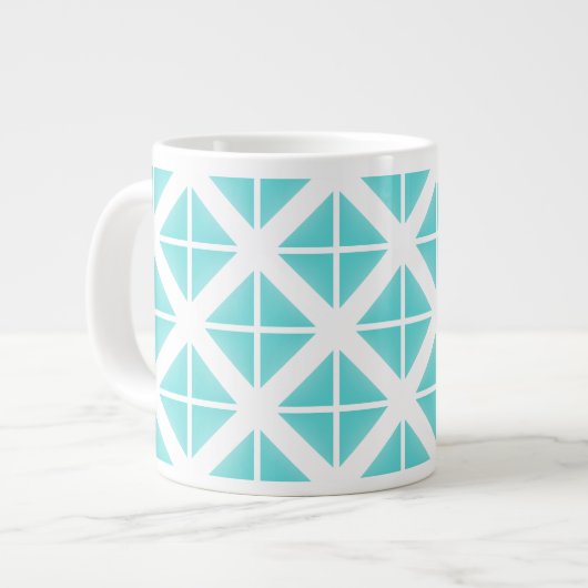 Turquoise Trendy Triangle Pattern Jumbo Beker (Voorkant links)