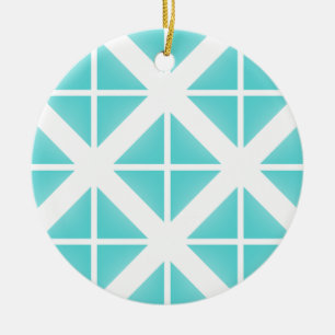 Turquoise Trendy Triangle Pattern Keramisch Ornament