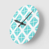 Turquoise Trendy Triangle Pattern Ronde Klok (Hoek)