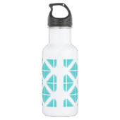 Turquoise Trendy Triangle Pattern Waterfles (Achterkant)